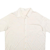 LIBERO Mens White Plain Short Sleeve Shirt L Casual Polyester Blend Summer