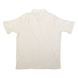 LIBERO Mens White Plain Short Sleeve Shirt L Casual Polyester Blend Summer