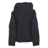 ZARA BASIC Womens Navy Blue Puffer Jacket M Polyester Blend Zip Quilted Warm