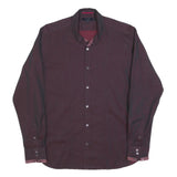 TED BAKER Mens Maroon Plain Shirt M Cotton Blend Classic Fit Long Sleeve