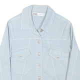 ZARA Womens Light Blue Cotton Blend Button Jacket XS Denim Plain Stylish