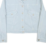 ZARA Womens Light Blue Cotton Blend Button Jacket XS Denim Plain Stylish