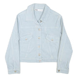 ZARA Womens Light Blue Cotton Blend Button Jacket XS Denim Plain Stylish