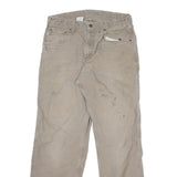 CARHARTT Mens Beige Cotton Canvas Relaxed Straight Trousers W32 L30 Workwear