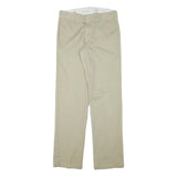 DICKIES Mens Cotton Blend Beige Slim Straight Trousers W30 L32 Workwear Zip