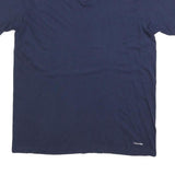 CALVIN KLEIN Womens Navy Blue V-Neck T-Shirt L Short Sleeve Cotton Blend