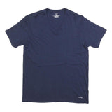 CALVIN KLEIN Womens Navy Blue V-Neck T-Shirt L Short Sleeve Cotton Blend