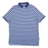 POLO RALPH LAUREN Mens Blue & Navy Striped 2XL Short Sleeve Polo Shirt Classic