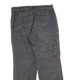 Mens Relaxed Fit Blue Denim Jeans W36 L32 Cargo Pocket Zip Closure Cotton Blend