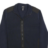 CALVIN KLEIN Mens Navy Pullover Patterned Crew Neck Basic Knit Jumper L Cotton