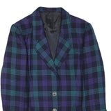 DELMOD Womens Blue & Purple Check Wool Jacket M Woven Classic Button Closure