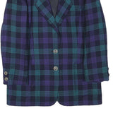 DELMOD Womens Blue & Purple Check Wool Jacket M Woven Classic Button Closure