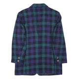 DELMOD Womens Blue & Purple Check Wool Jacket M Woven Classic Button Closure