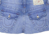 TRUE RELIGION Womens Blue Denim Mini Skirt Cotton Blend Casual Zip Fastening M