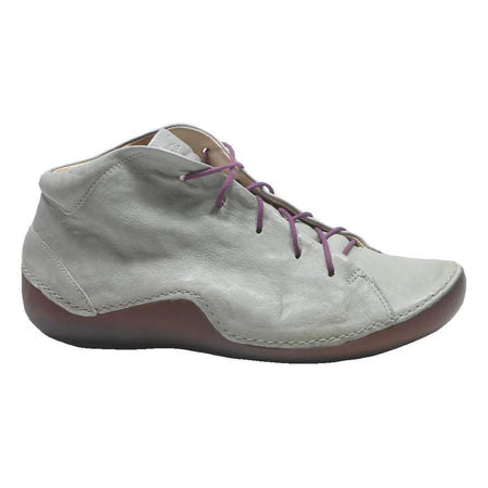 THINK Womens Casual Leather Ankle Boots Light Grey Purple Lace UK 6.5 Stylish