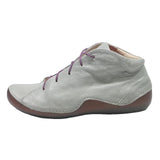 THINK Womens Casual Leather Ankle Boots Light Grey Purple Lace UK 6.5 Stylish