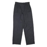 Womens Wool Blend Black Regular Fit Straight Leg Trousers W26 L27 Classic Zip