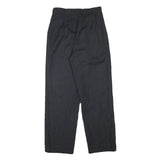 Womens Wool Blend Black Regular Fit Straight Leg Trousers W26 L27 Classic Zip