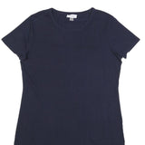 CALVIN KLEIN Womens Navy Blue Bodycon Cotton Blend Short Sleeve Mini Dress L