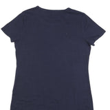CALVIN KLEIN Womens Navy Blue Bodycon Cotton Blend Short Sleeve Mini Dress L