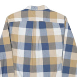 TOMMY HILFIGER Mens Beige & Blue Check Shirt L Cotton Blend Long Sleeve Casual