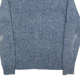 TOMMY HILFIGER Mens Blue Patterned Cotton Blend Jumper Crew Neck Cable Knit XS