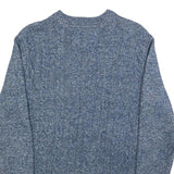 TOMMY HILFIGER Mens Blue Patterned Cotton Blend Jumper Crew Neck Cable Knit XS