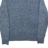 TOMMY HILFIGER Mens Blue Patterned Cotton Blend Jumper Crew Neck Cable Knit XS