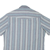 WRANGLER Mens Blue & Grey Striped Cotton Blend Shirt L Casual Summer Button