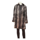 COUTURE DU VREIN Womens Brown Button Cotton Blend Jacket L Faux Fur Texture