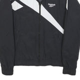 REEBOK Mens Black & White Zip Jacket XS Polyester Blend Colourblock Sportswear
