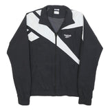 REEBOK Mens Black & White Zip Jacket XS Polyester Blend Colourblock Sportswear