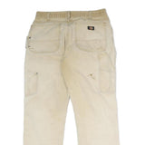 DICKIES Mens Cotton Beige Regular Straight Trousers W28 L30 Workwear Utility Zip