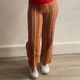 Cantarelli Striped Trousers - 31W UK 12 Orange Linen Blend