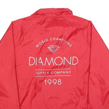 DIAMOND Mens Red Polyester Blend Button Jacket L Lightweight Plain Logo Print
