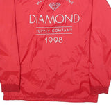 DIAMOND Mens Red Polyester Blend Button Jacket L Lightweight Plain Logo Print