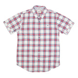 TOMMY HILFIGER Mens White & Red Checked Short Sleeve Shirt S Casual Cotton Blend