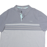 CALVIN KLEIN Mens Blue & Light Blue Cotton Short Sleeve Striped 2XL Polo Shirt