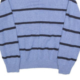 TOMMY HILFIGER Mens Blue & Black Patterned Jumper Crew Neck Basic Knit L Cotton