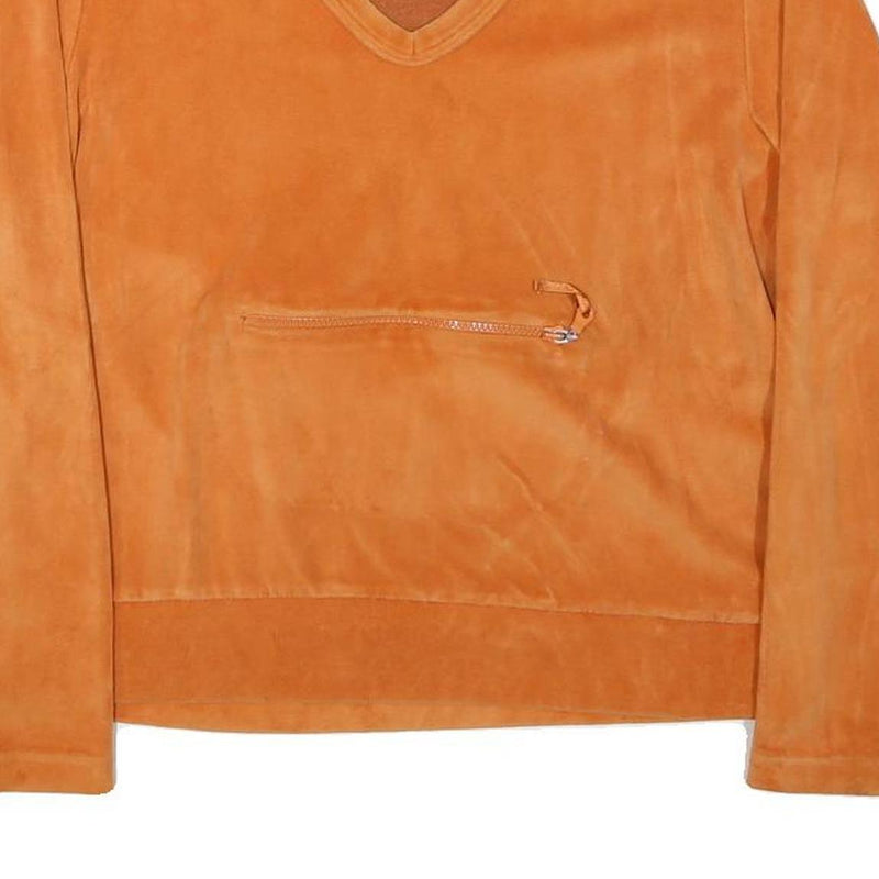 BEST CONNECTION Womens Orange V-Neck M Zipper Pocket Sweatshirt Polyester Blend
