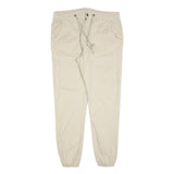 URBAN CLASSICS Mens Slim Beige & Cream Drawstring Casual Trousers W36 L32 Cotton