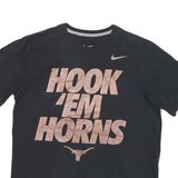 NIKE Mens Black Hook 'Em Horns Graphic T-Shirt M Short Sleeve Crew Neck Sports