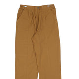 Womens Relaxed Cotton Blend Brown Zip Closure Trousers W28 L29 Casual Workwear