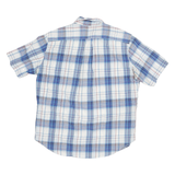 NAUTICA Mens Blue White Check Cotton Blend Shirt L Casual Short Sleeve Button