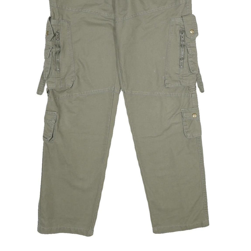 Mens Cotton Cargo Trousers Regular Fit W34 L32 Green Utility Workwear