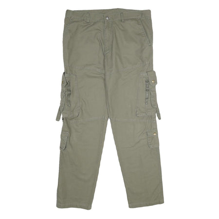 Mens Cotton Cargo Trousers Regular Fit W34 L32 Green Utility Workwear