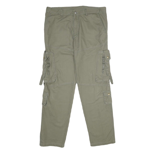 Mens Cotton Cargo Trousers Regular Fit W34 L32 Green Utility Workwear