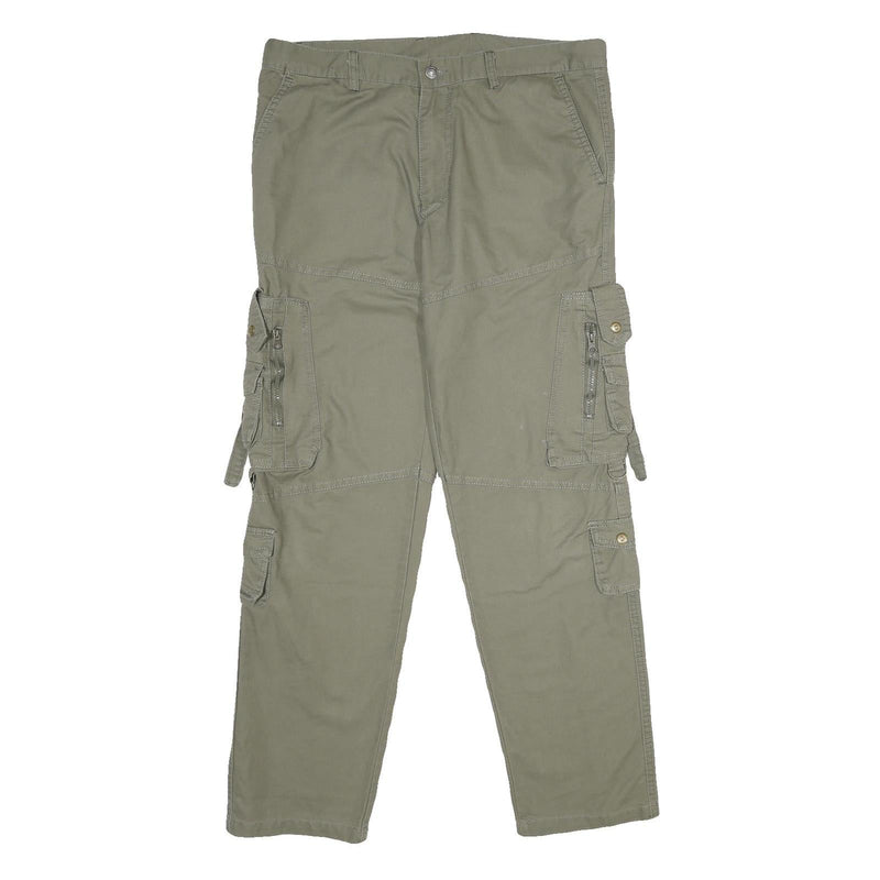 Mens Cotton Cargo Trousers Regular Fit W34 L32 Green Utility Workwear