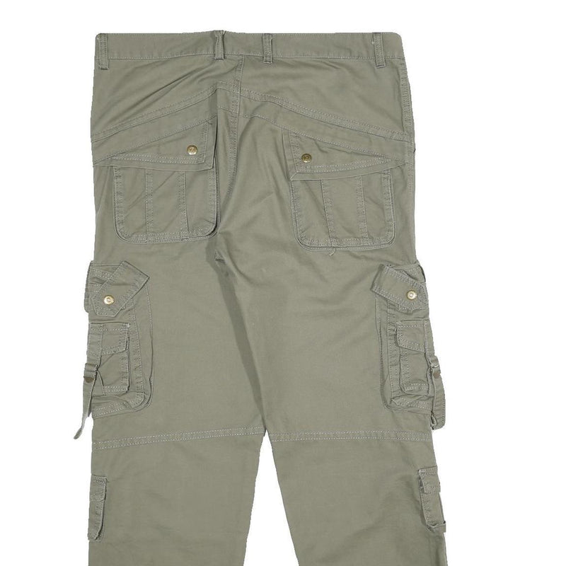 Mens Cotton Cargo Trousers Regular Fit W34 L32 Green Utility Workwear