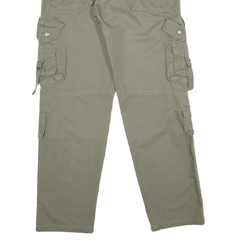 Mens Cotton Cargo Trousers Regular Fit W34 L32 Green Utility Workwear